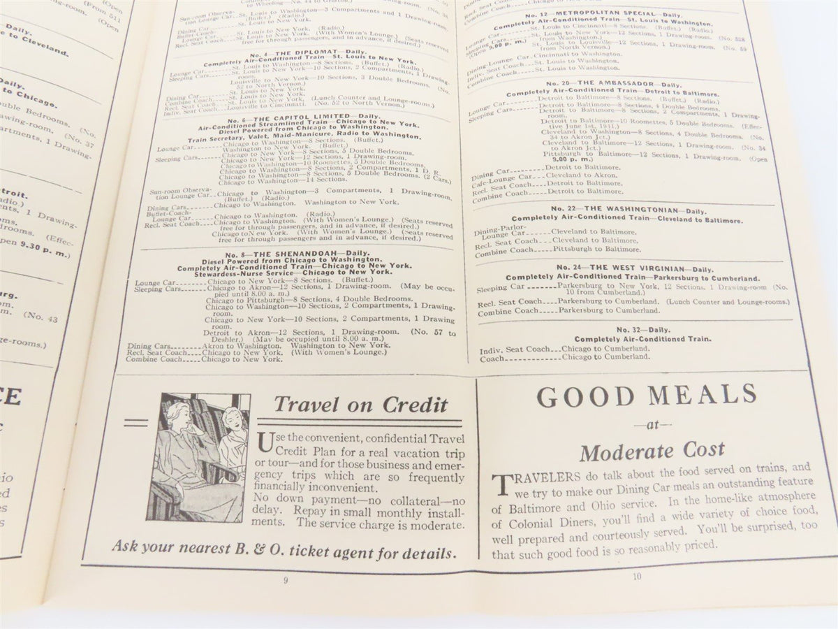 B&amp;O Baltimore &amp; Ohio Railroad Time Tables - April 27, 1941