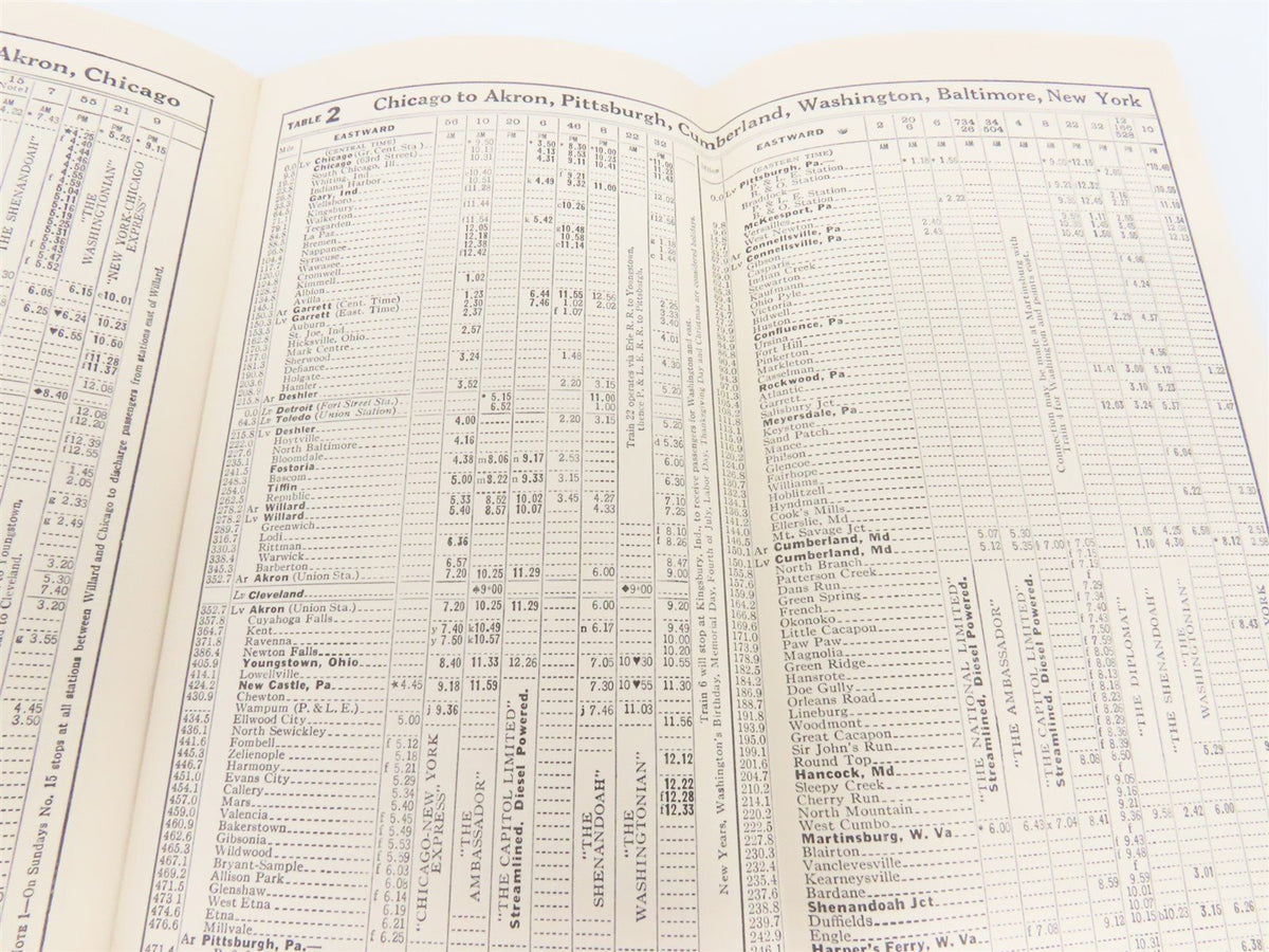 B&amp;O Baltimore &amp; Ohio Railroad Time Tables - April 27, 1941