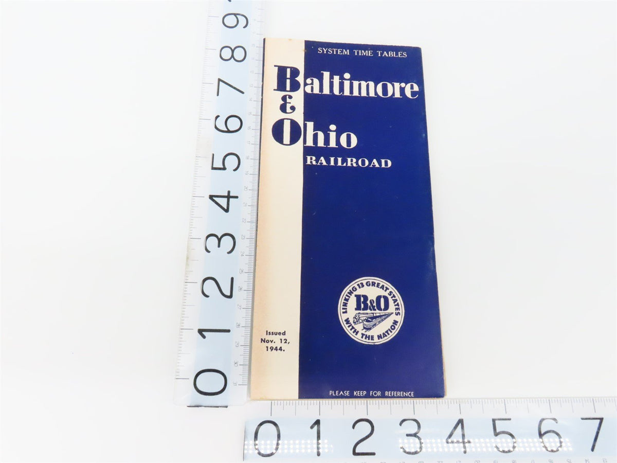 B&amp;O Baltimore &amp; Ohio Railroad System Time Tables - November 12, 1944