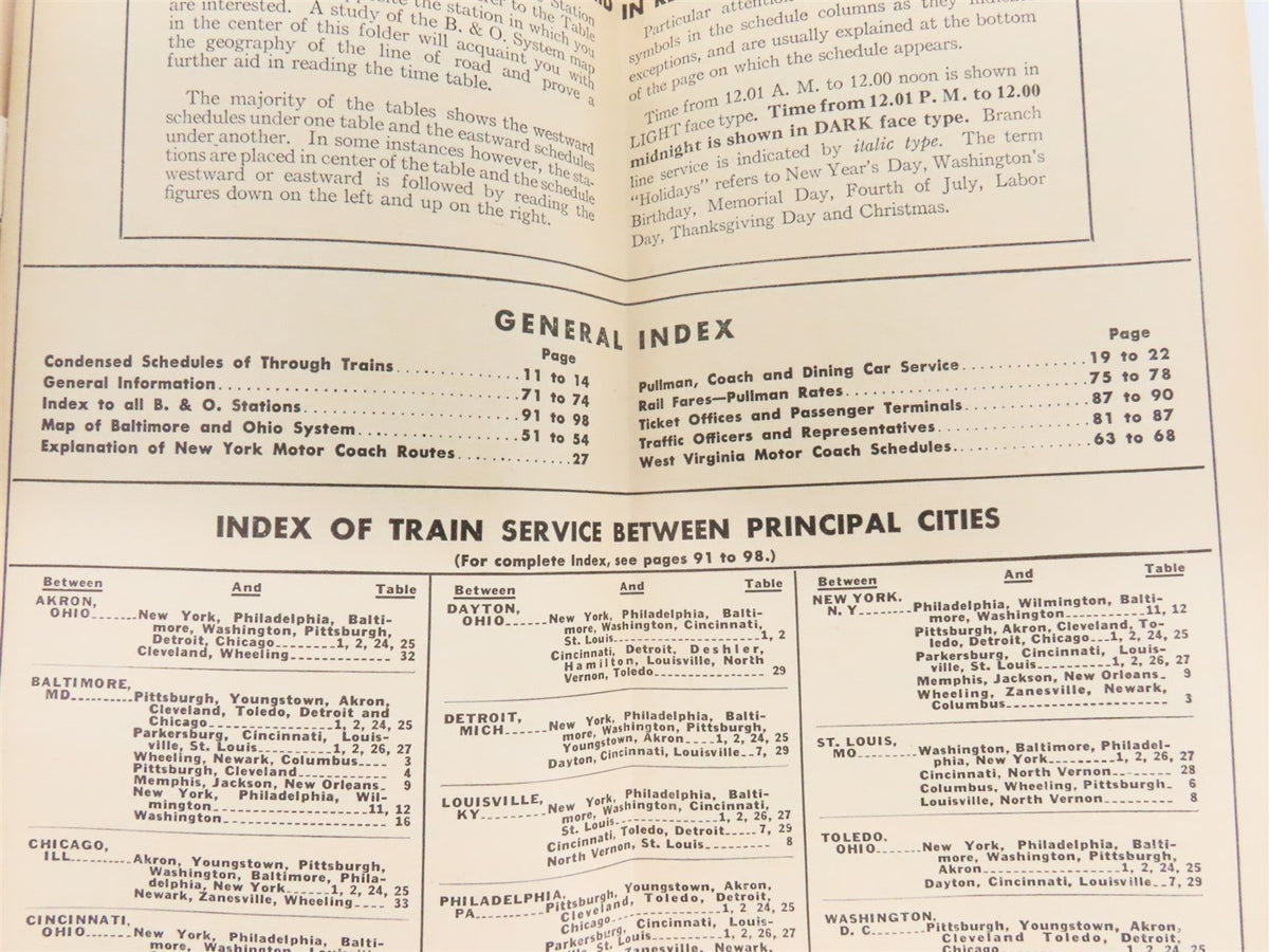 B&amp;O Baltimore &amp; Ohio Railroad System Time Tables - November 12, 1944