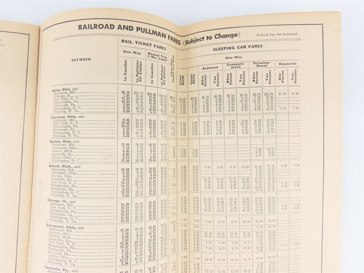 B&amp;O Baltimore &amp; Ohio Railroad System Time Tables - November 12, 1944