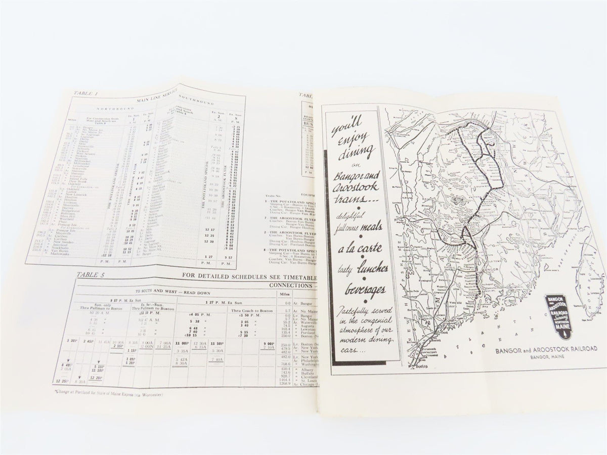 BAR Bangor and Aroostook Time Tables - September 26, 1955