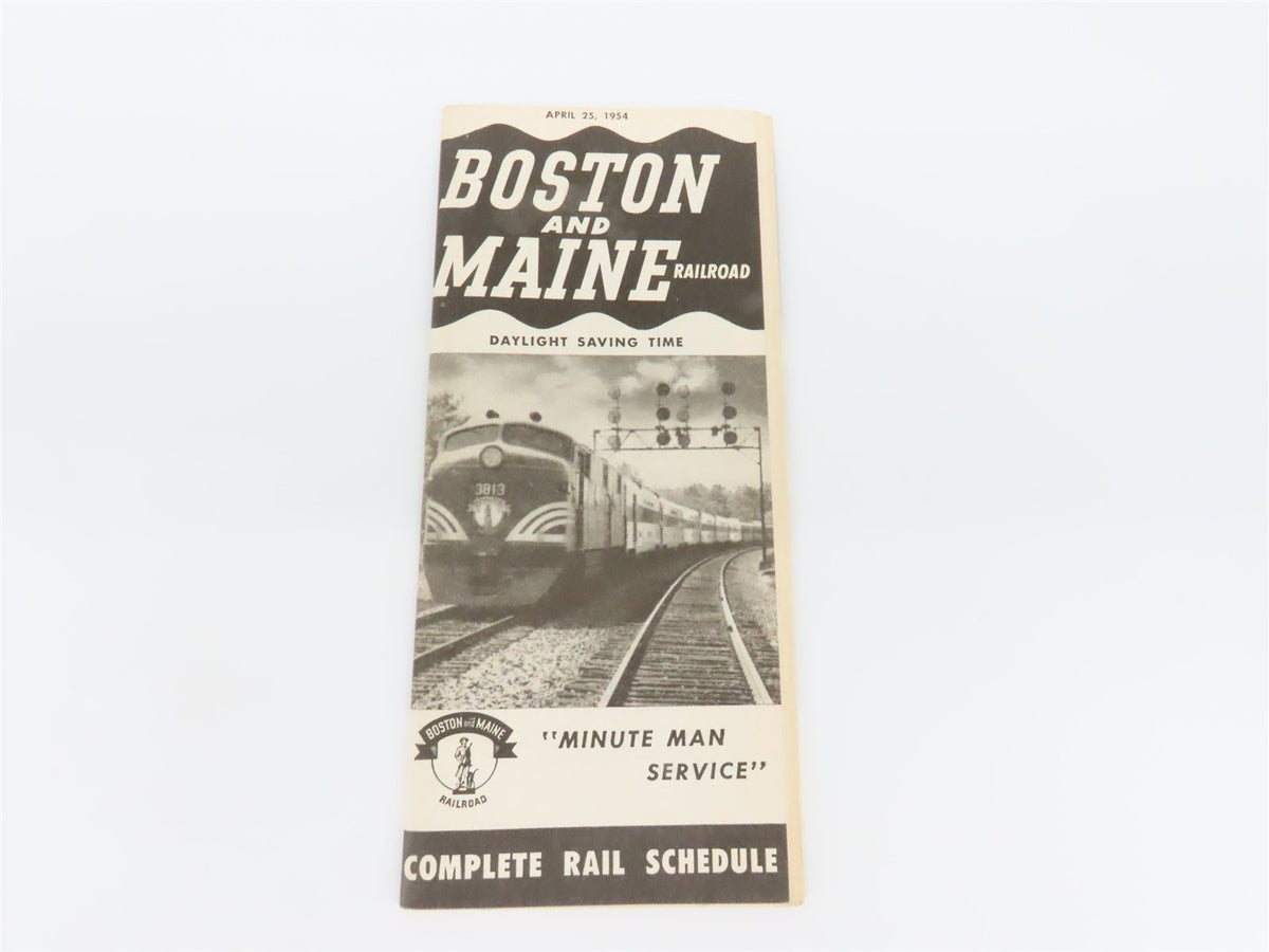 BM Boston &amp; Maine Railroad Time Tables - April 25, 1954