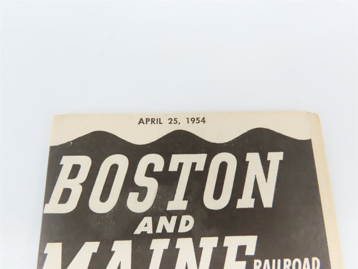 BM Boston &amp; Maine Railroad Time Tables - April 25, 1954