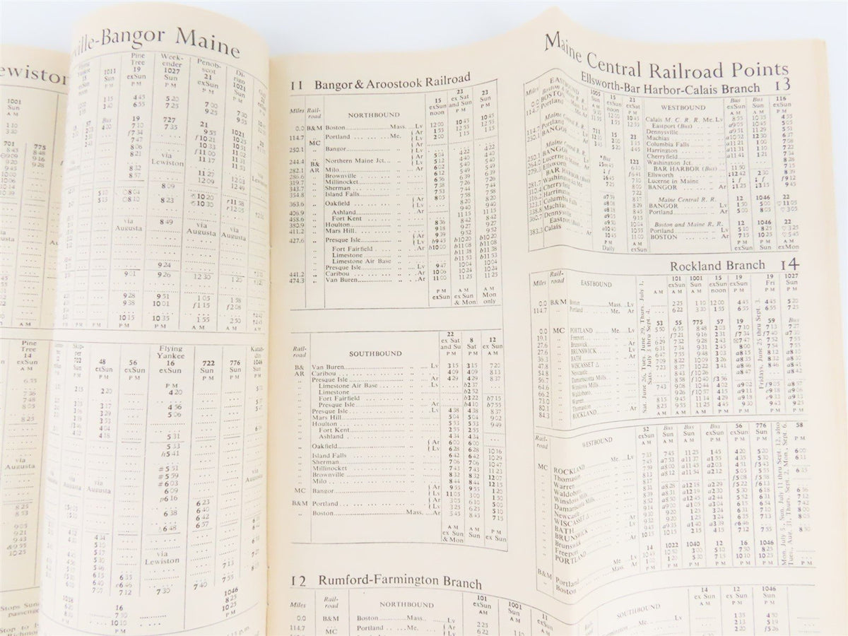 BM Boston &amp; Maine Railroad Time Tables - April 25, 1954