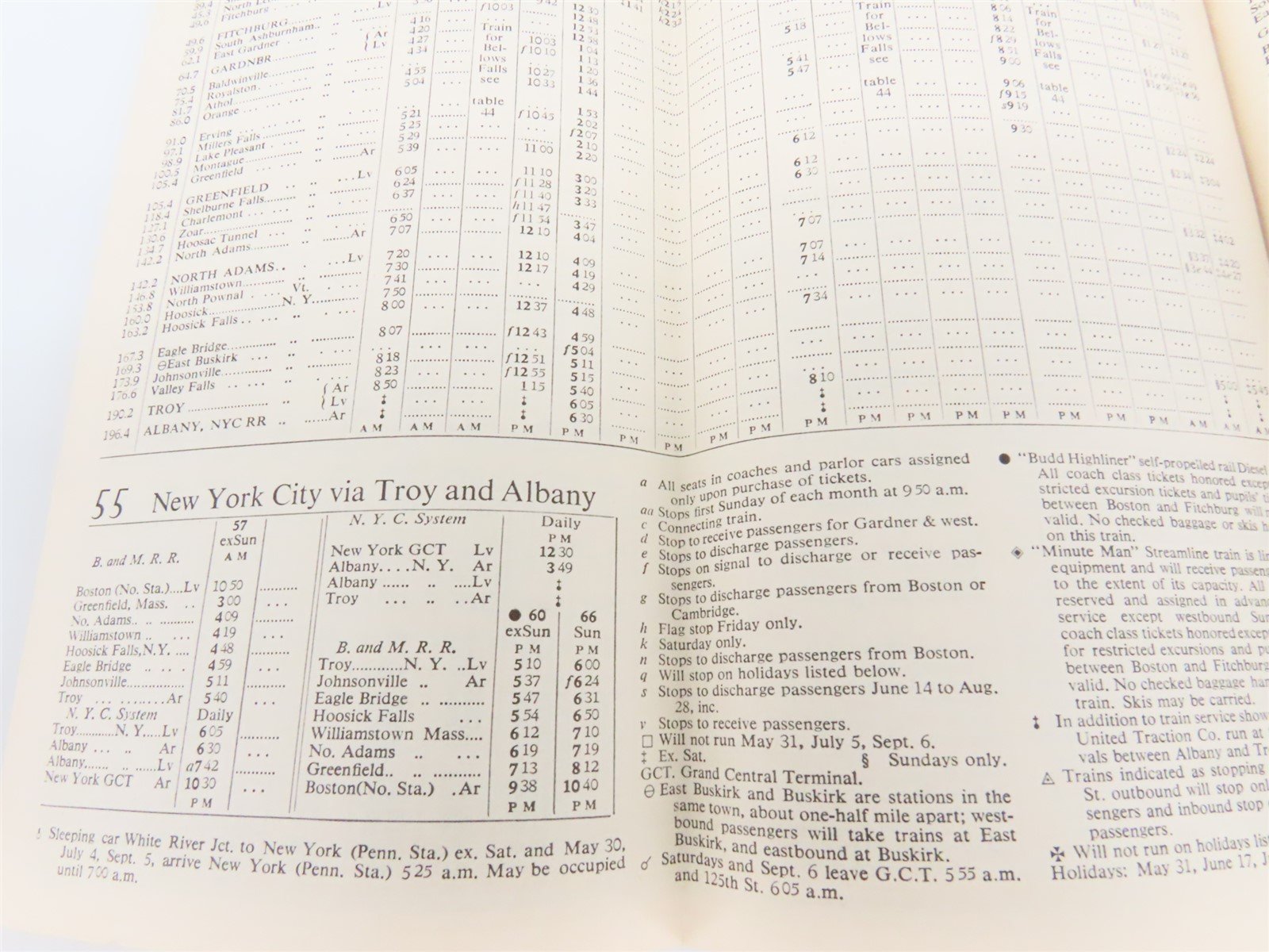 BM Boston & Maine Railroad Time Tables - April 25, 1954