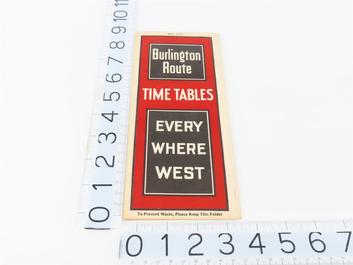 CB&amp;Q Burlington Route Railroad Time Tables - May 1937