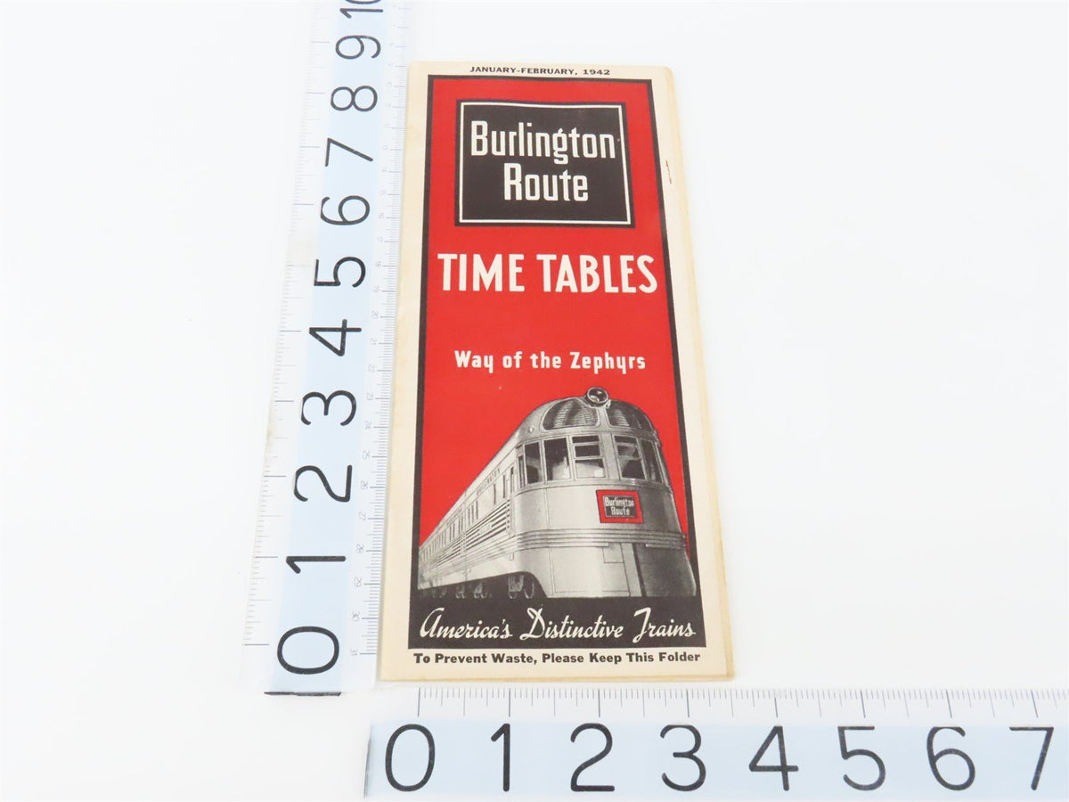 CB&amp;Q Burlington Route Railroad Time Tables - January-February, 1942