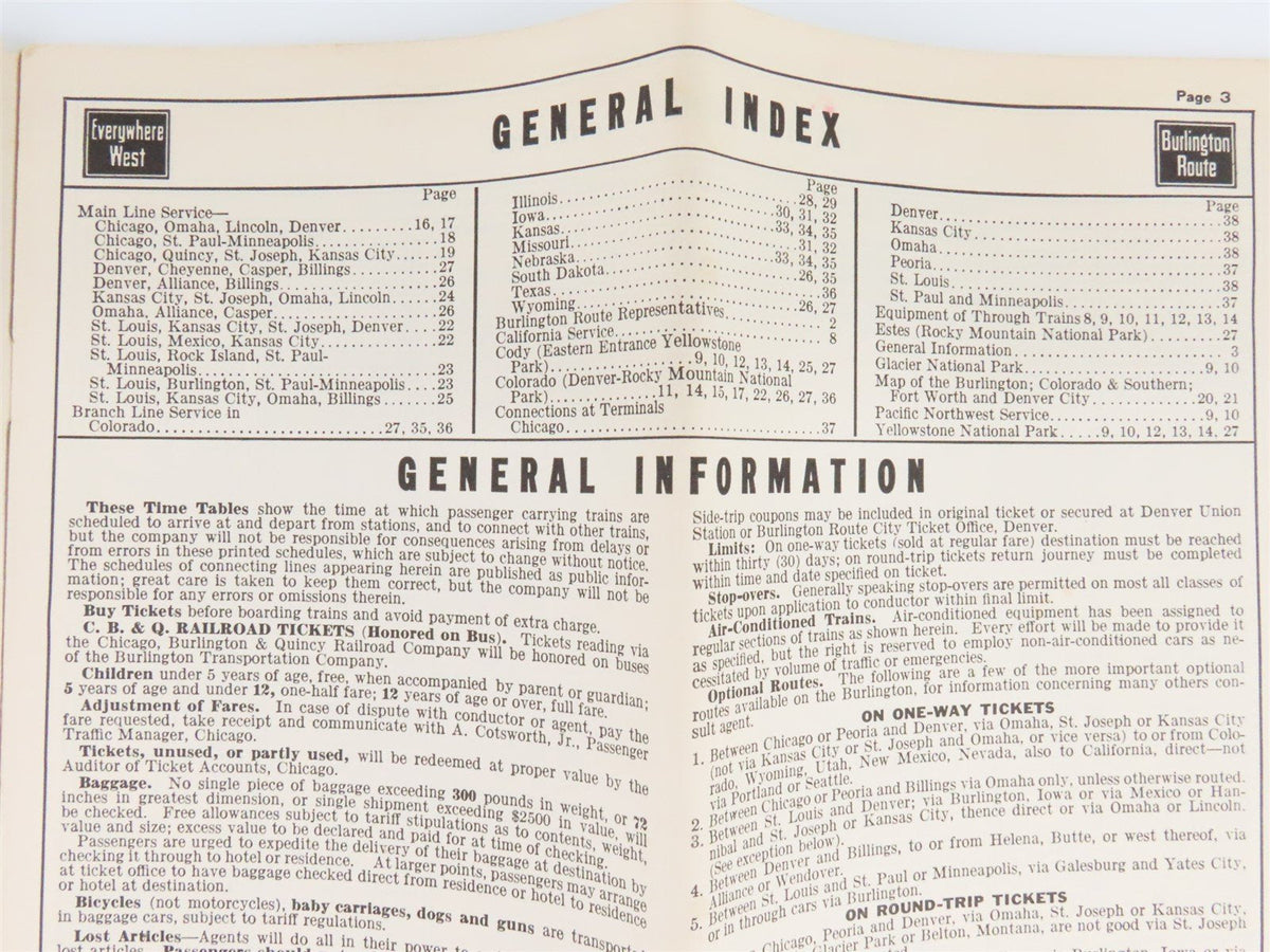 CB&amp;Q Burlington Route Railroad Time Tables - January-February, 1942