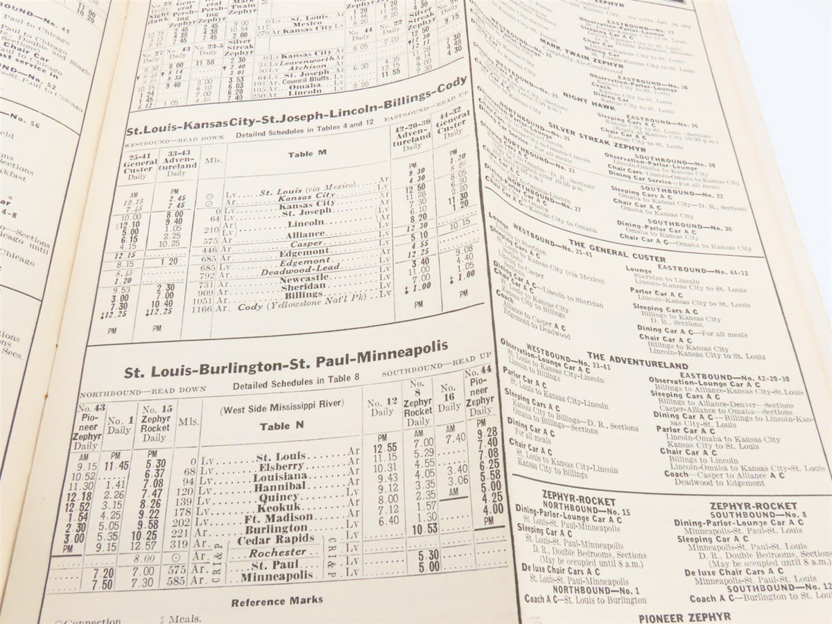 CB&amp;Q Burlington Route Railroad Time Tables - January-February, 1942