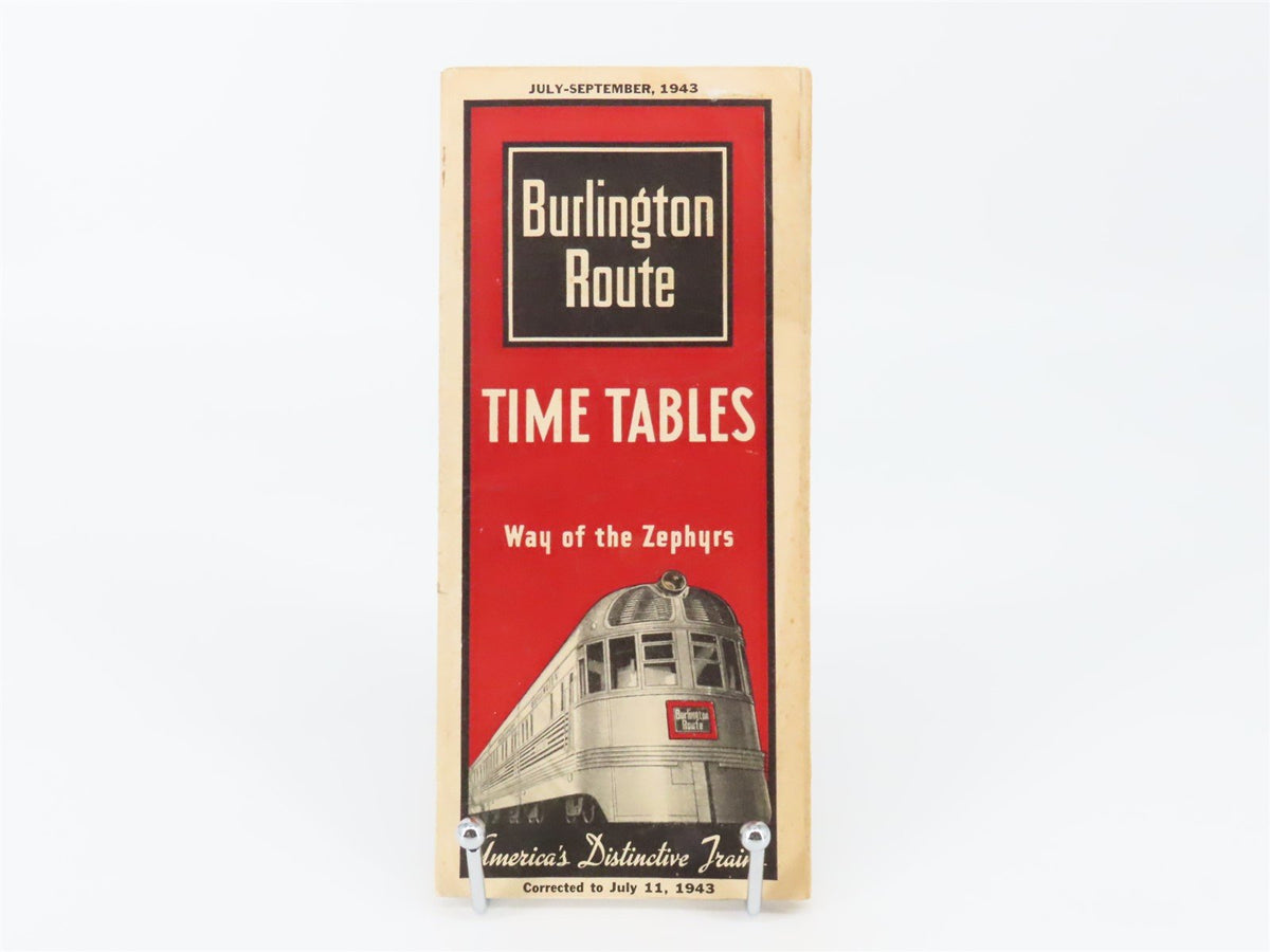 CB&amp;Q Burlington Route Railroad Time Tables - July-September, 1943