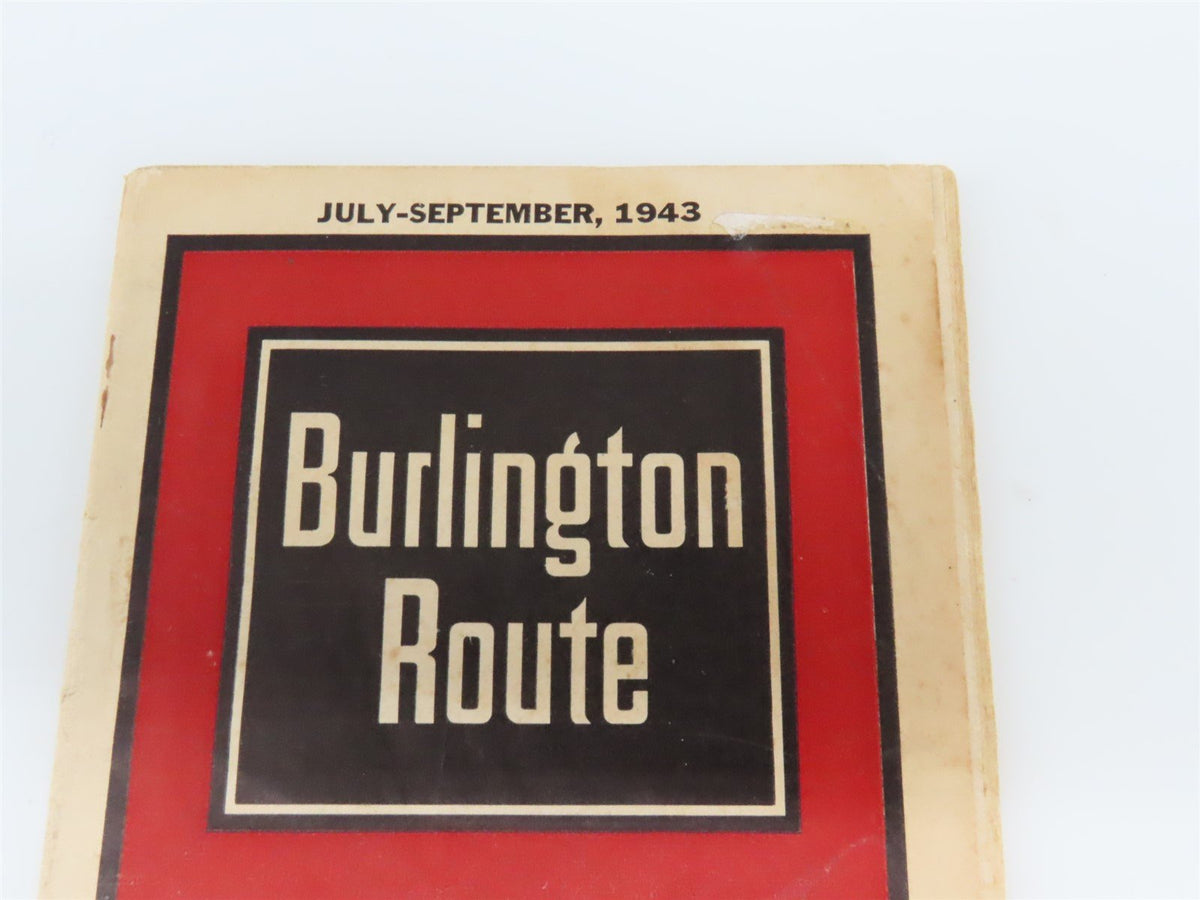 CB&amp;Q Burlington Route Railroad Time Tables - July-September, 1943