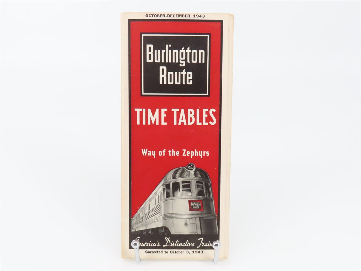 CB&amp;Q Burlington Route Railroad Time Tables - October-December, 1943