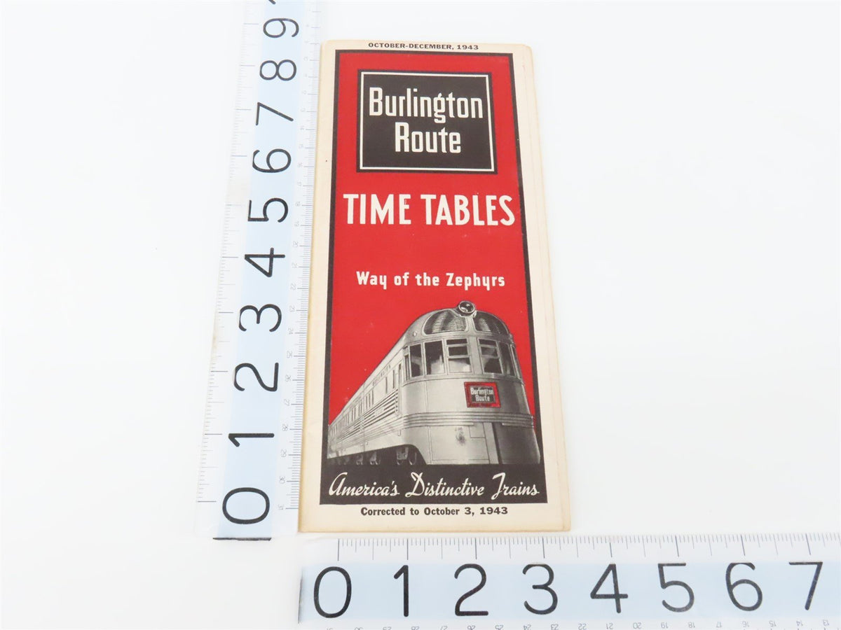 CB&amp;Q Burlington Route Railroad Time Tables - October-December, 1943