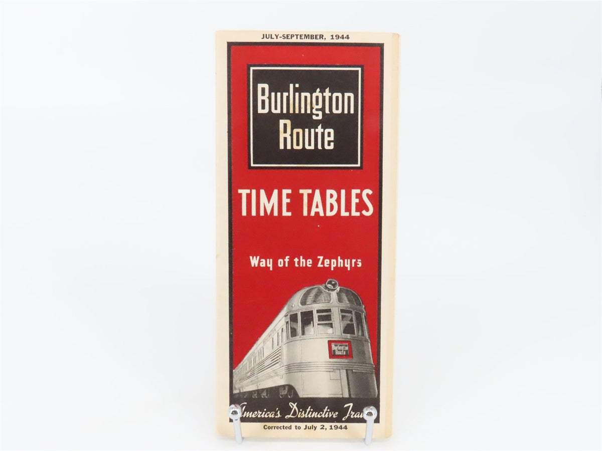 CB&amp;Q Burlington Route Railroad Time Tables - July-September, 1944