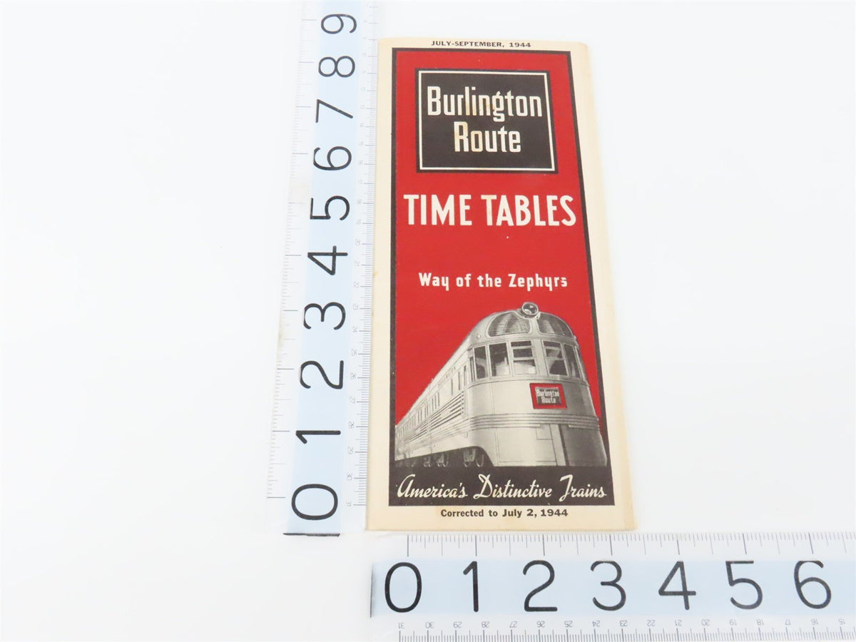 CB&amp;Q Burlington Route Railroad Time Tables - July-September, 1944