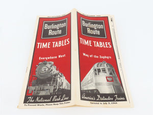 CB&Q Burlington Route Railroad Time Tables - July-September, 1944