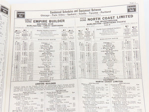 CB&Q Burlington Route Railroad Time Tables - November, 1956 - April, 1957