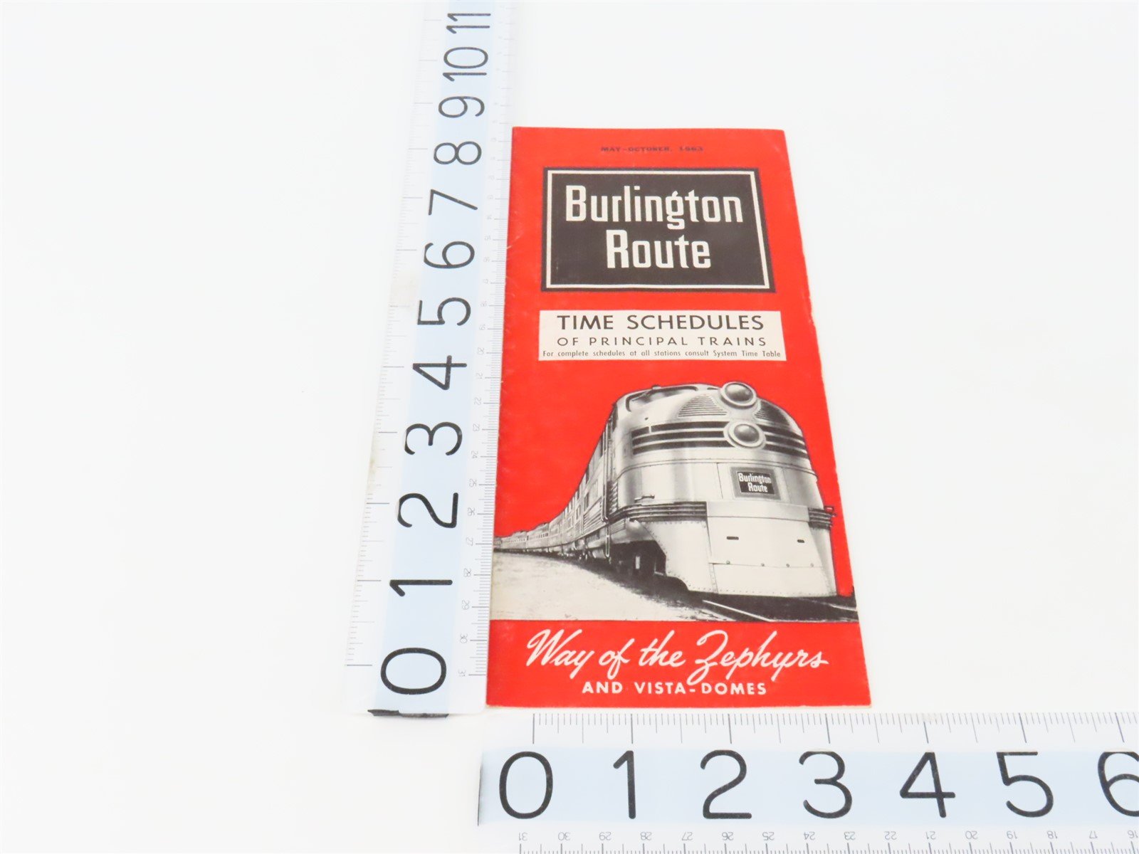 CB&Q Burlington Route Railroad Time Schedules Of Principal Trains May-Oct. 1963