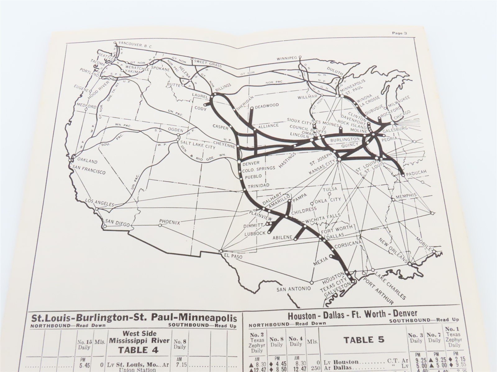 CB&Q Burlington Route Railroad Time Schedules Of Principal Trains May-Oct. 1963