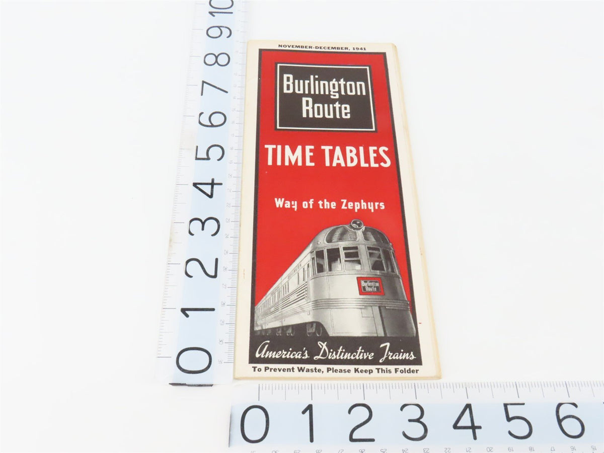 CB&amp;Q Burlington Route Railroad Time Tables - November-December, 1941