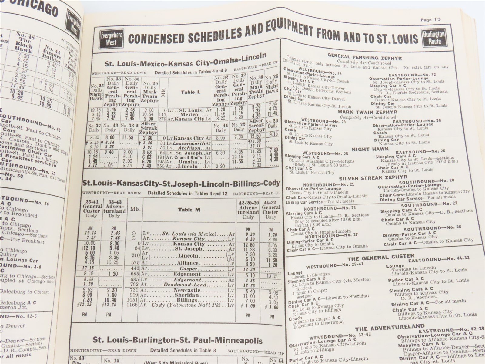 CB&Q Burlington Route Railroad Time Tables - November-December, 1941