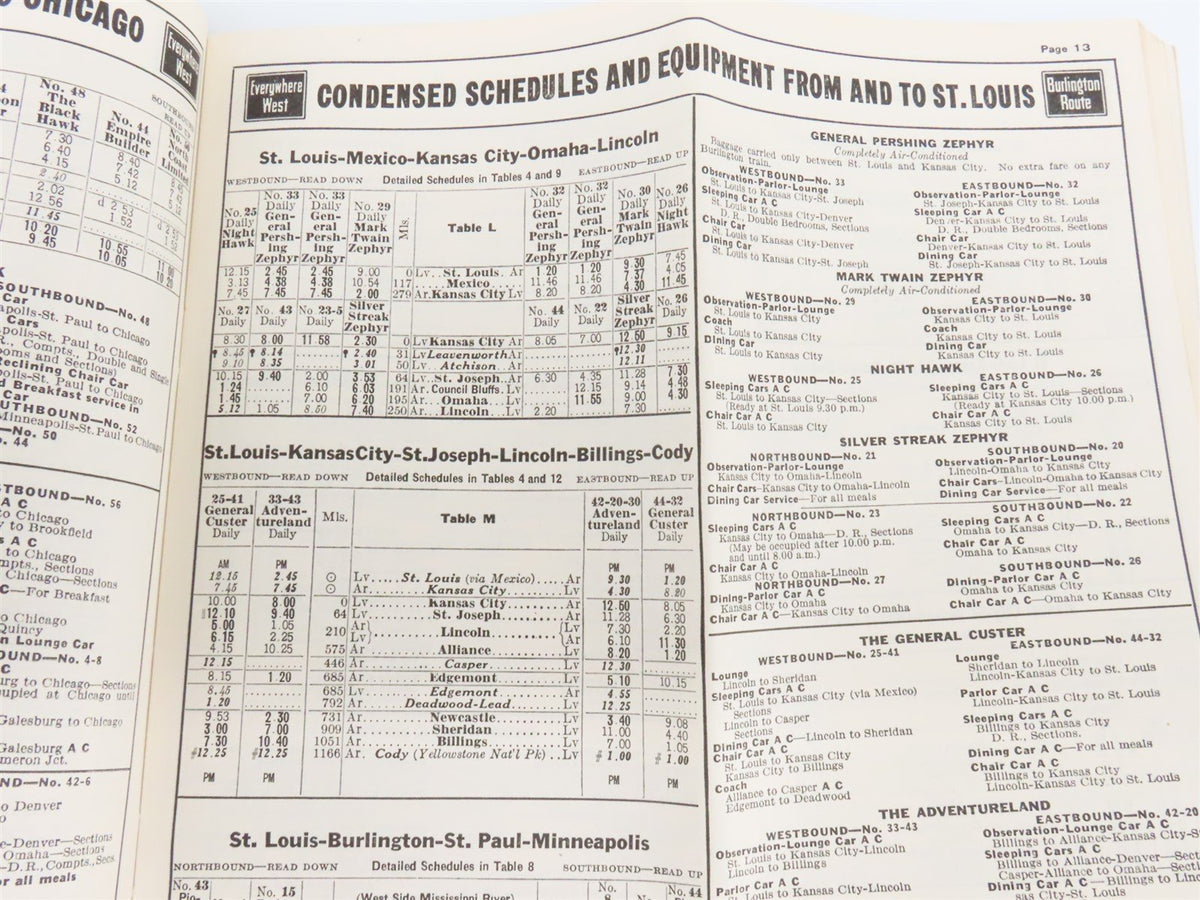 CB&amp;Q Burlington Route Railroad Time Tables - November-December, 1941