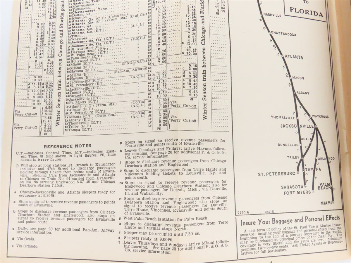 C&amp;EI Chicago &amp; Eastern Illinois Railway Time Tables - June 13, 1937