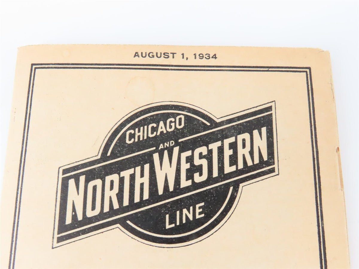 CNW Chicago &amp; North Western Line Time Tables - August 1, 1934