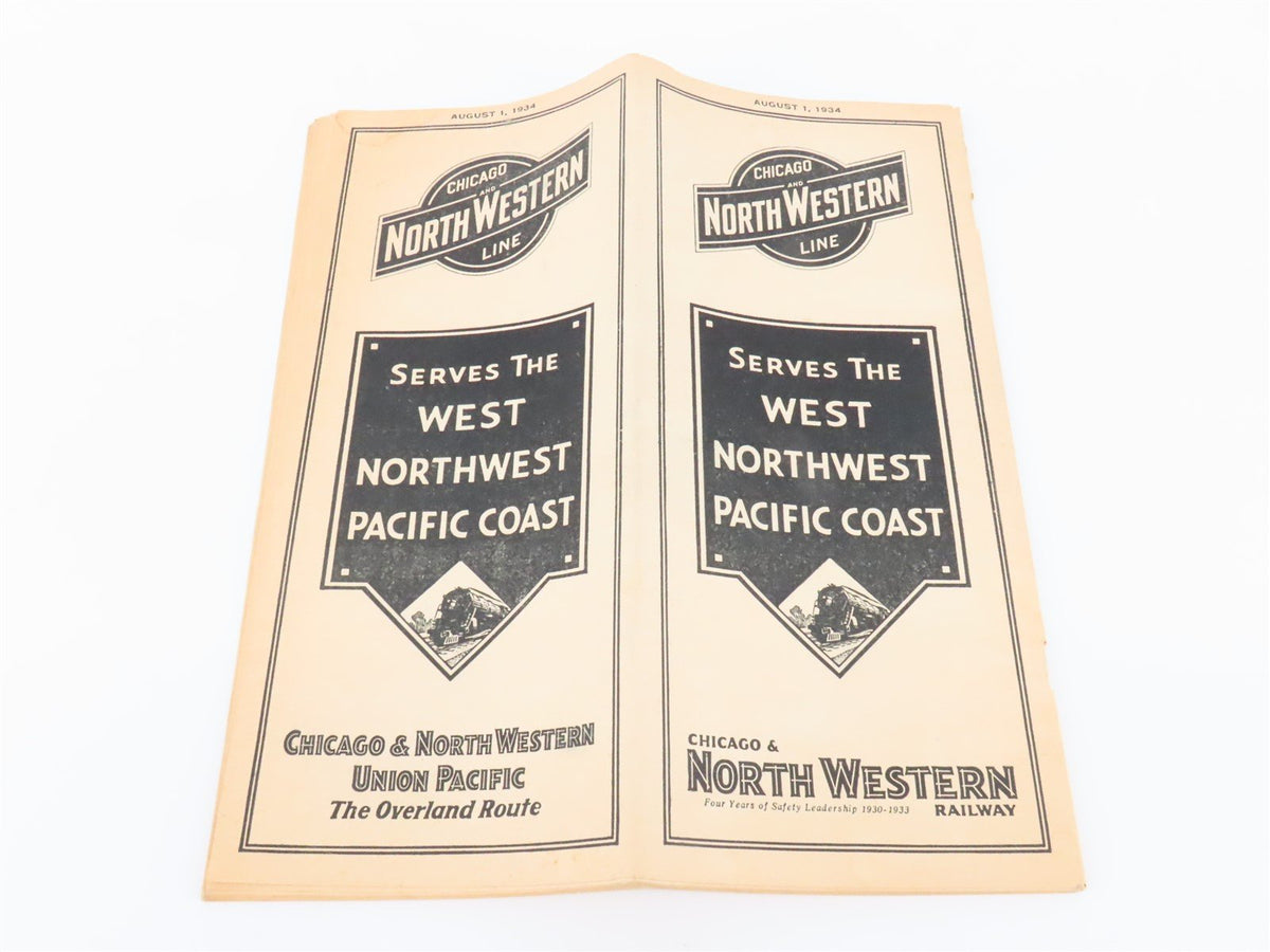 CNW Chicago &amp; North Western Line Time Tables - August 1, 1934