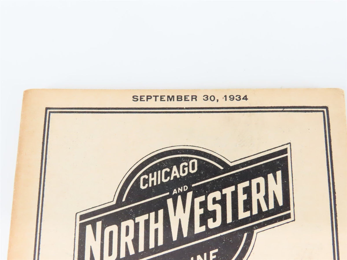 CNW Chicago &amp; North Western Line Time Tables - September 30, 1934