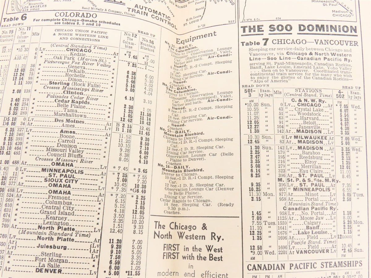 CNW Chicago &amp; North Western Line Time Tables - September 30, 1934