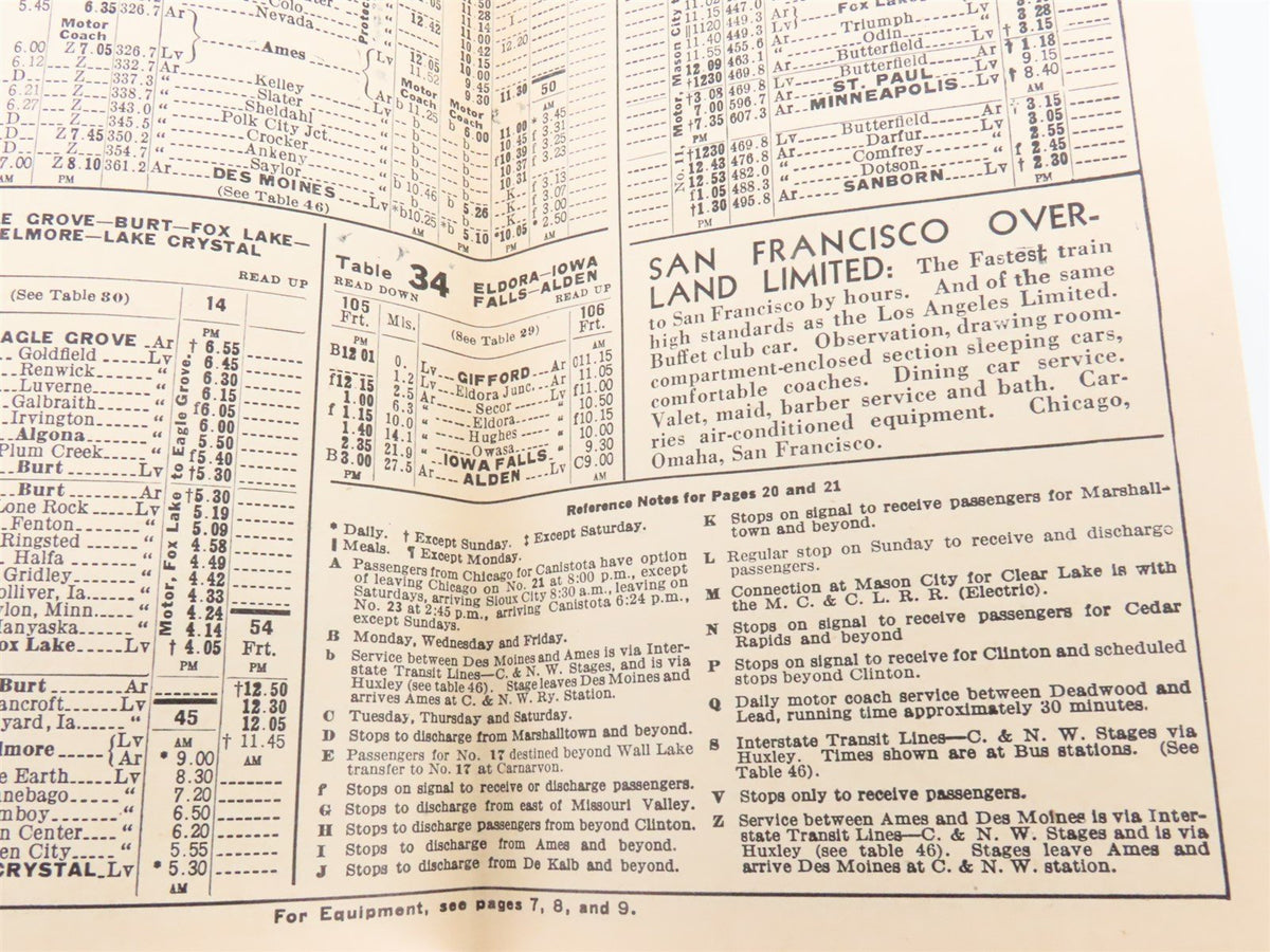 CNW Chicago &amp; North Western Line Time Tables - September 30, 1934