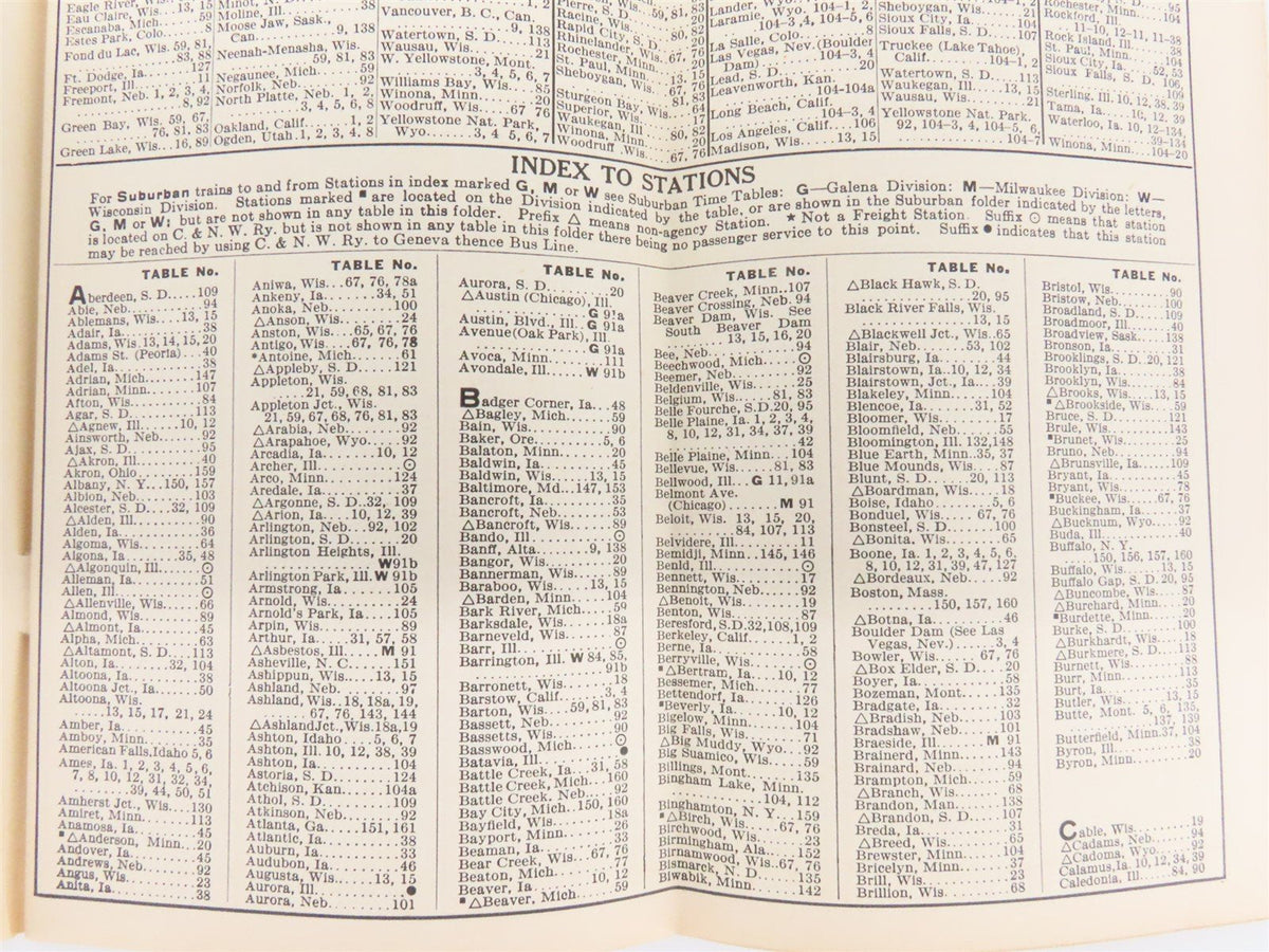 CNW Chicago &amp; North Western Line Time Tables - July 8, 1937