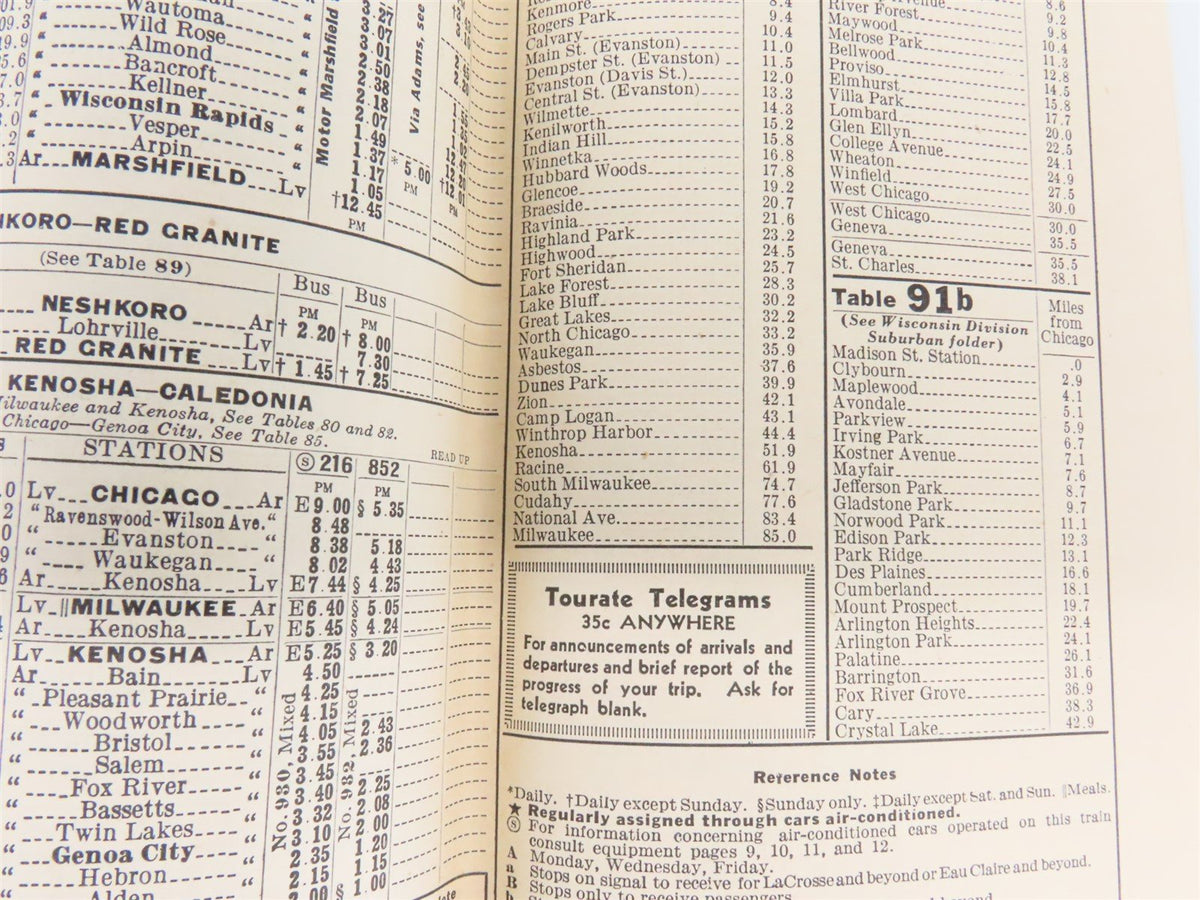 CNW Chicago &amp; North Western Line Time Tables - July 8, 1937