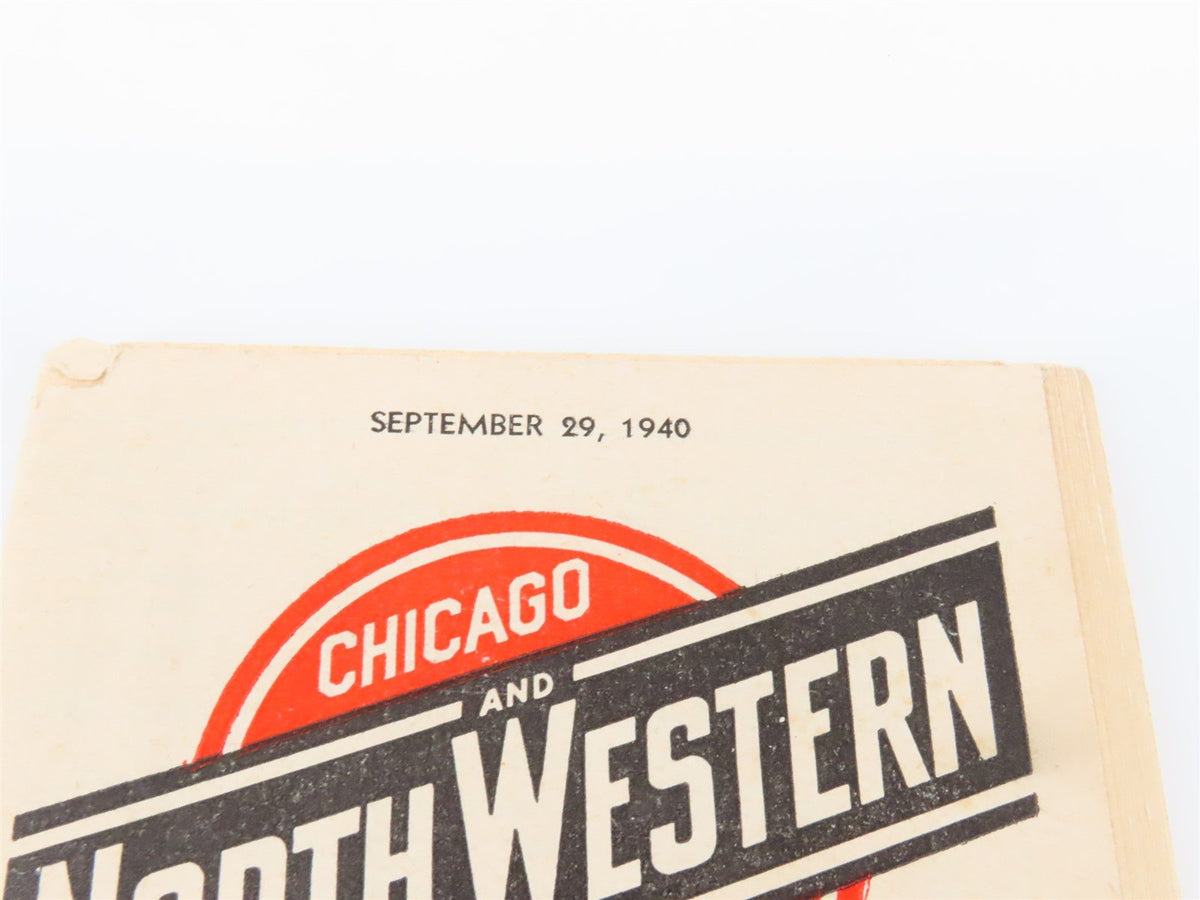 CNW Chicago &amp; North Western Line Time Tables - September 29, 1940