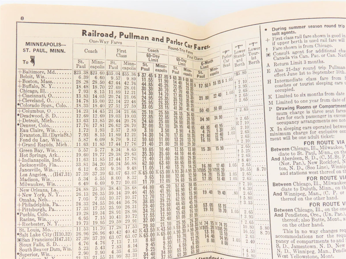 CNW Chicago &amp; North Western Line Time Tables - September 29, 1940