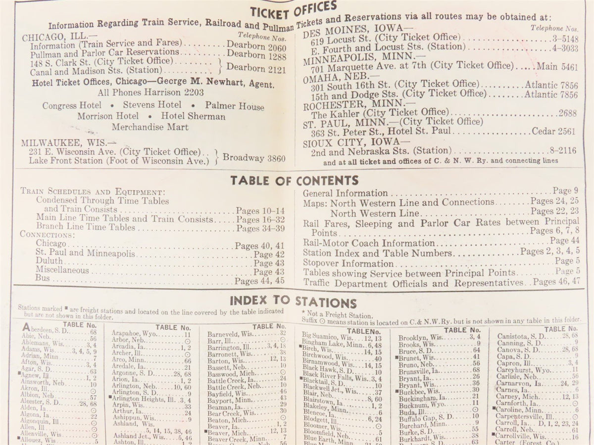 CNW Chicago &amp; North Western Line Time Tables - February 4, 1941