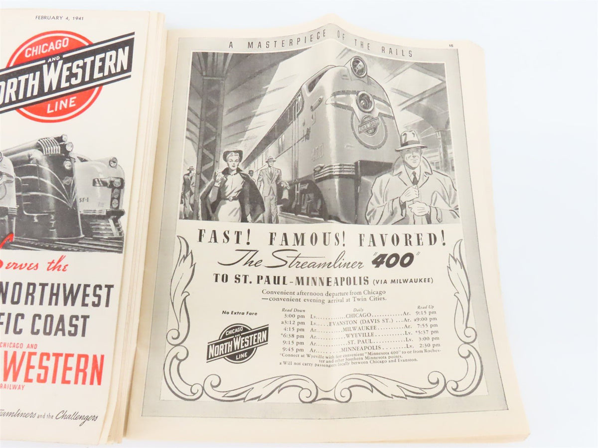 CNW Chicago &amp; North Western Line Time Tables - February 4, 1941