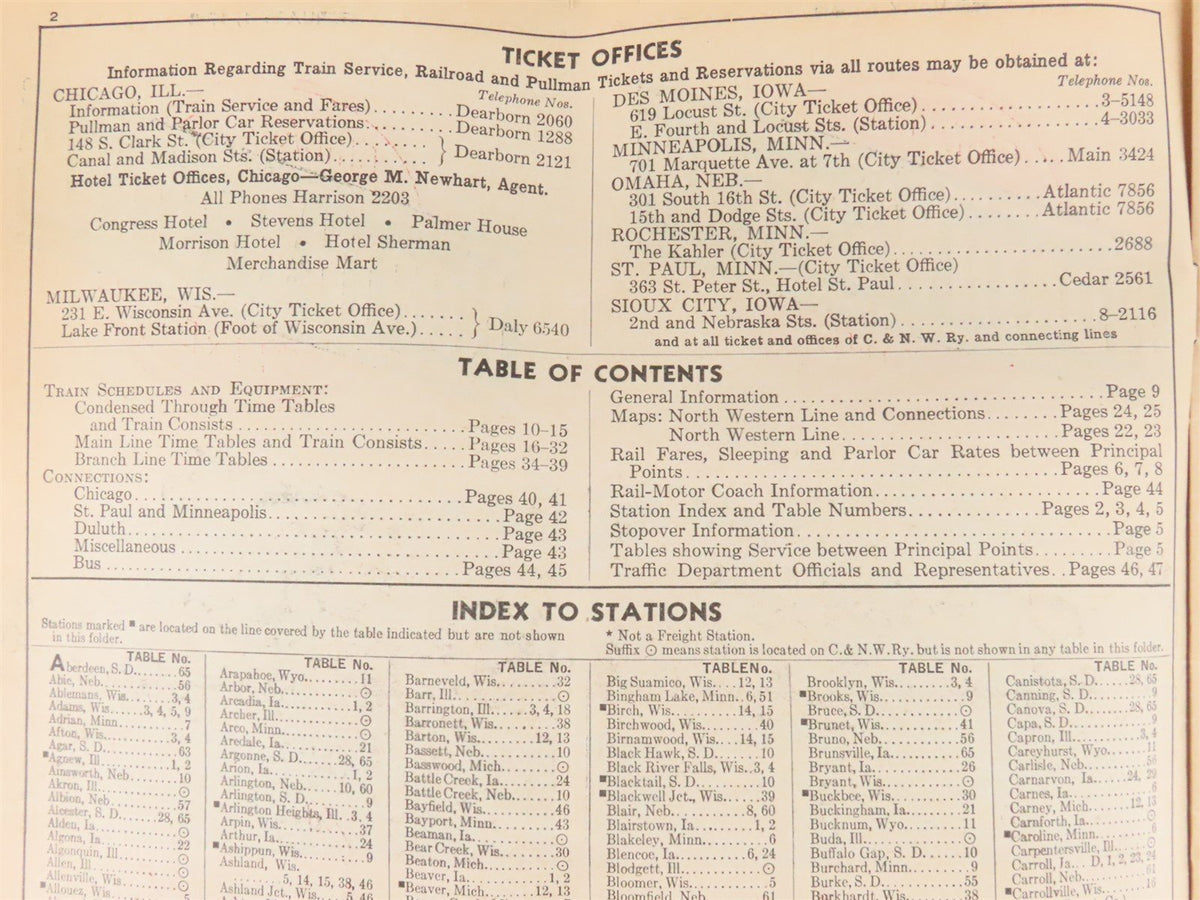 CNW Chicago &amp; North Western Line Time Tables - February 1, 1942