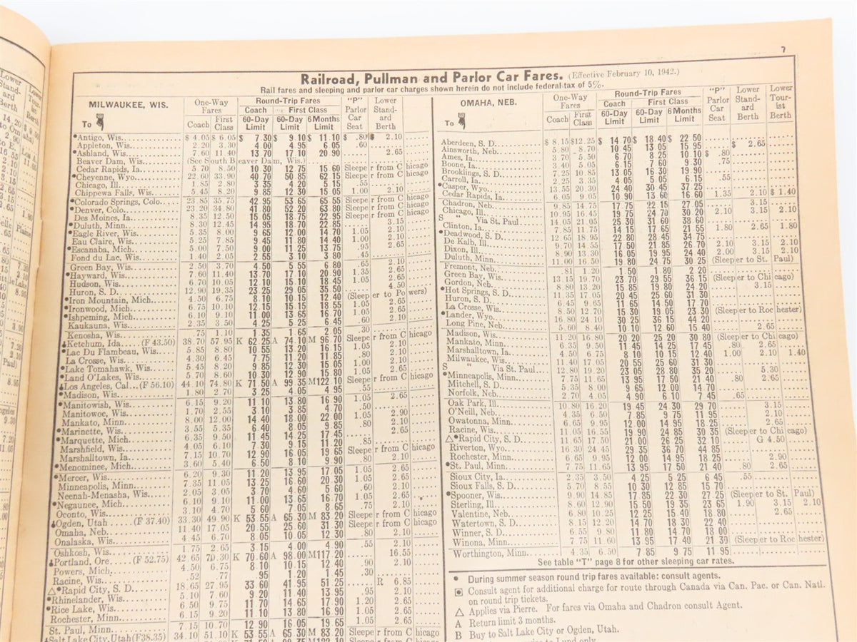 CNW Chicago &amp; North Western Line Time Tables - February 1, 1942