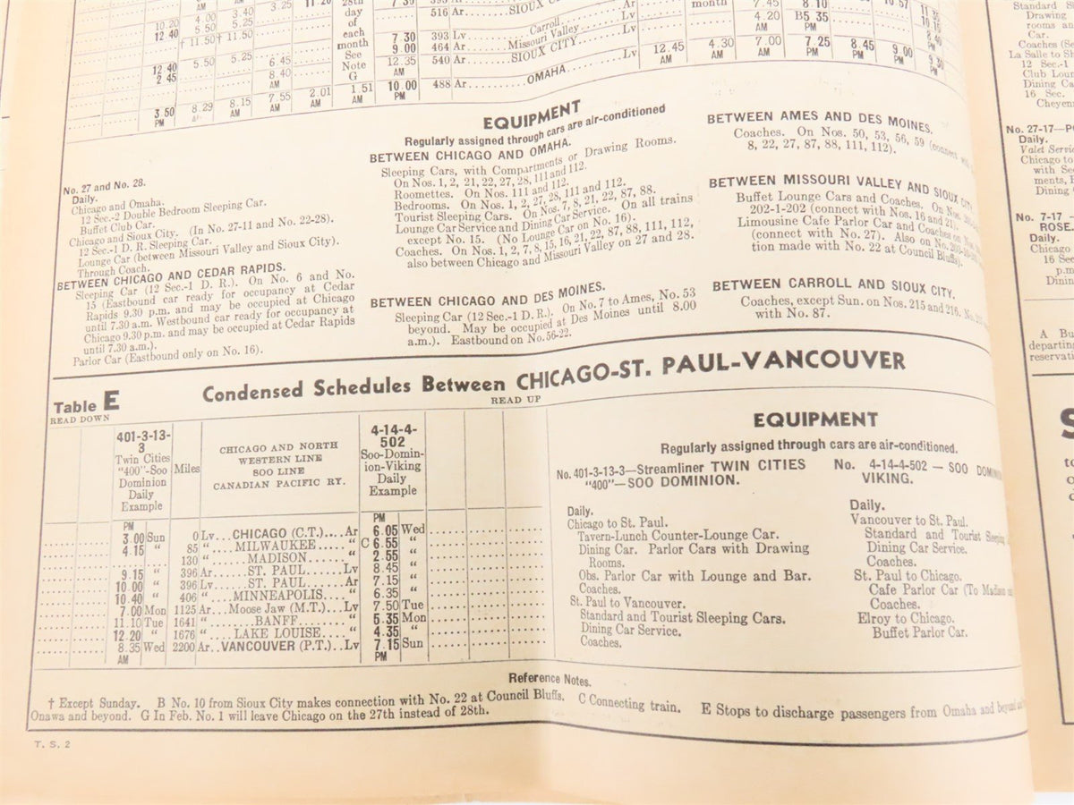 CNW Chicago &amp; North Western Line Time Tables - February 1, 1942