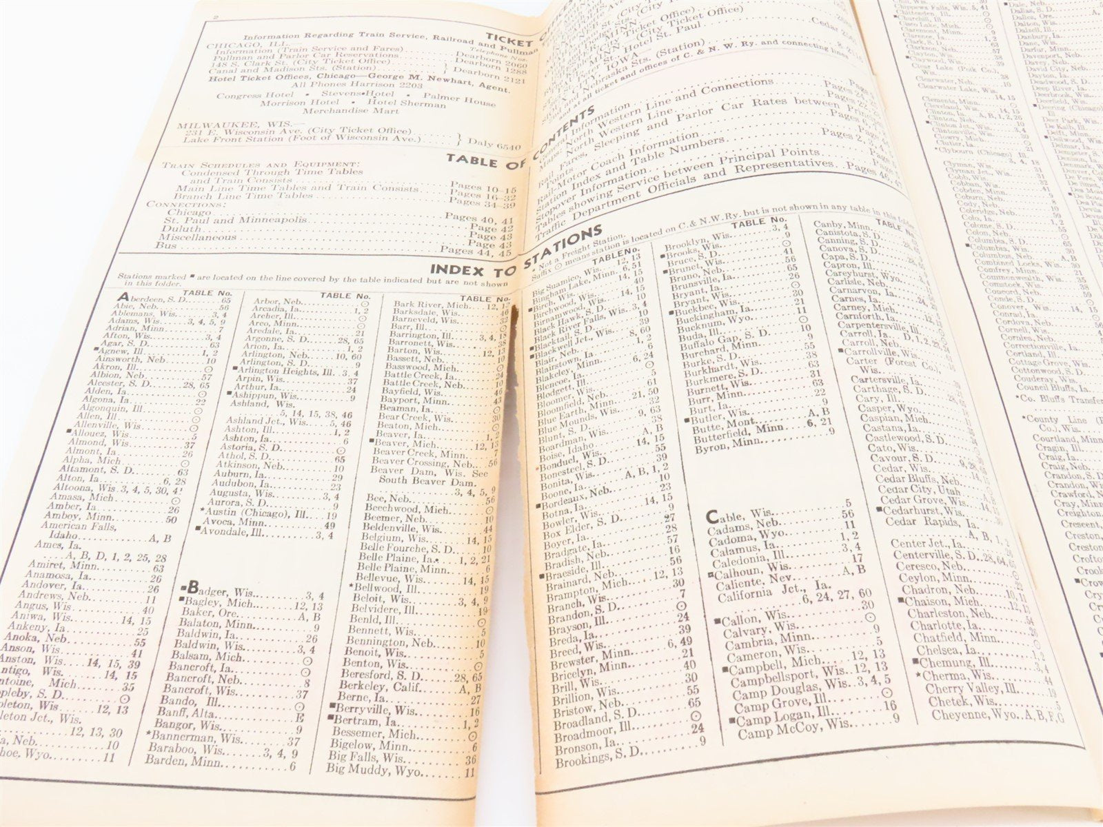 CNW Chicago & North Western Line Time Tables - June 7, 1942