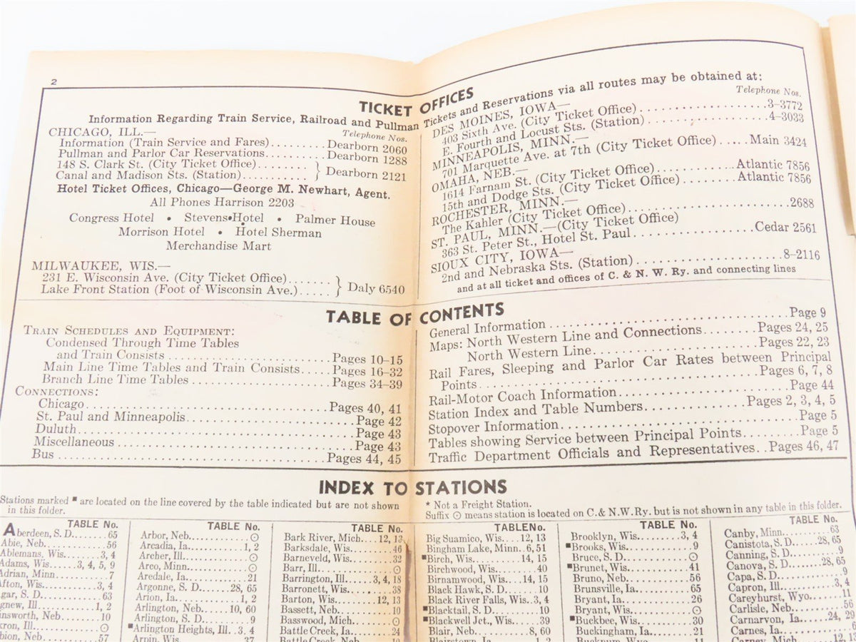 CNW Chicago &amp; North Western Line Time Tables - June 7, 1942