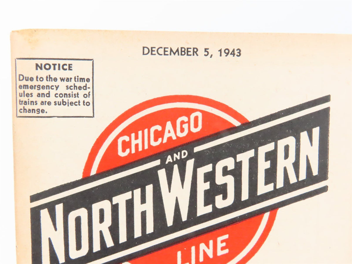 CNW Chicago &amp; North Western Line Time Tables - December 5, 1943