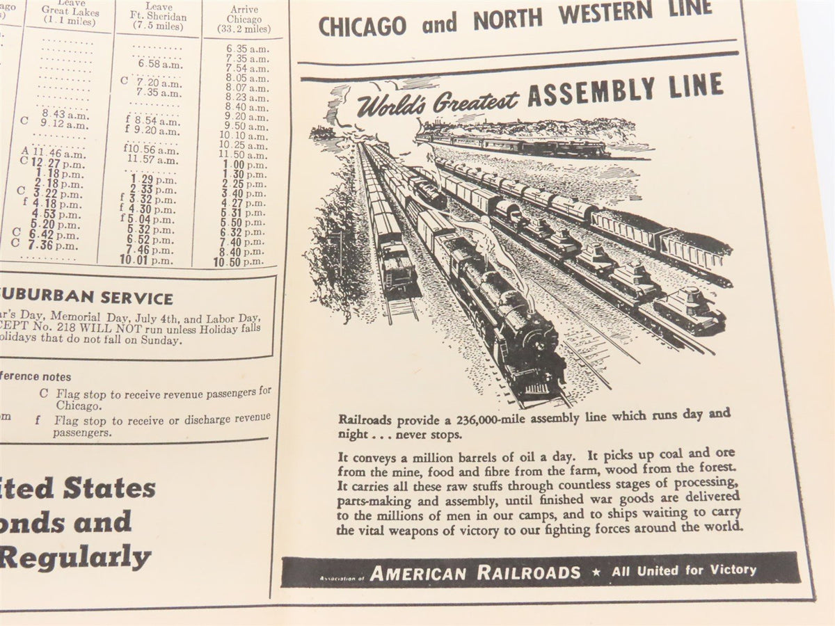 CNW Chicago &amp; North Western Line Time Tables - December 5, 1943