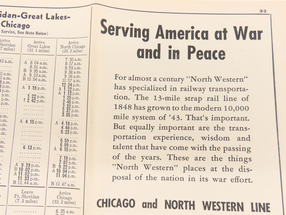 CNW Chicago &amp; North Western Line Time Tables - December 5, 1943