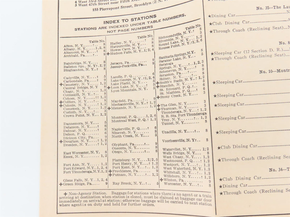 D&amp;H Delaware &amp; Hudson Railroad Time Tables - March 1, 1946