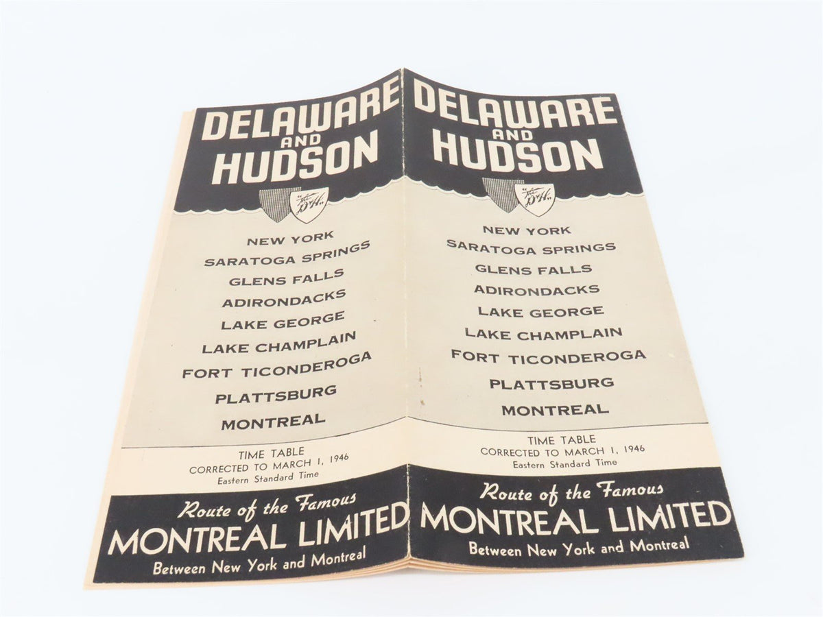 D&amp;H Delaware &amp; Hudson Railroad Time Tables - March 1, 1946