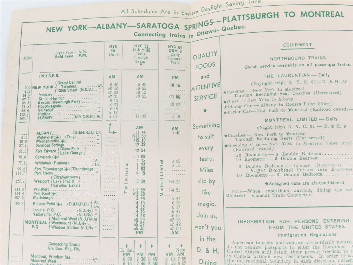 D&amp;H Delaware &amp; Hudson Railroad Passenger Train Schedules - April 28, 1963 (2 Pk)